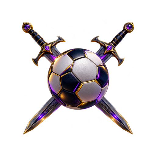 Pallone da calcio con due spade incrociate